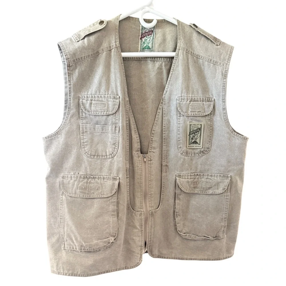 Thomas Cook Australian Adventure Men L Khaki Cotton Utility Fishing Vest Outdoor